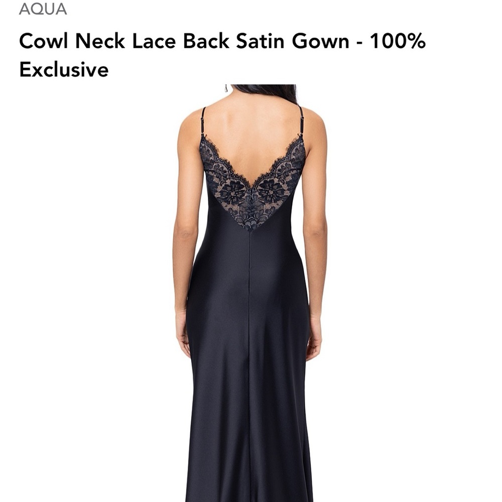 AQUA Cowl Neck Lace Back Satin Gown - Bloomingdales Exclusive